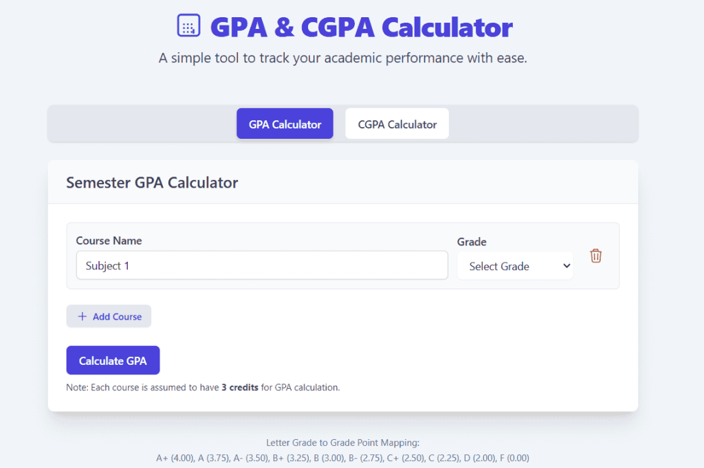 CGPA & GPA Calculator for Students – Accurate & Fast