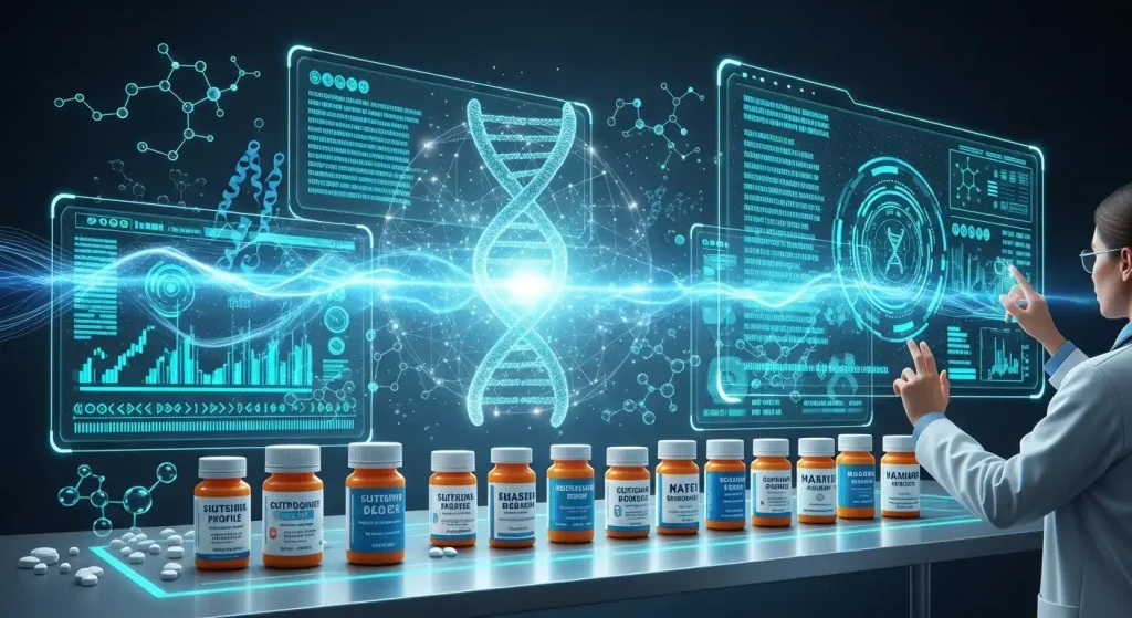 Personalized medicine and precision medicine showing genetic testing healthcare and tailored treatment approaches