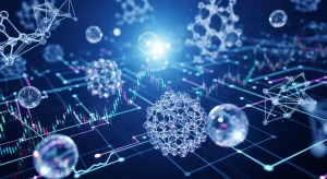 Quantum computing applications in healthcare finance and artificial intelligence showing connected quantum processors