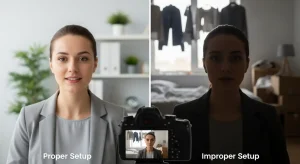 Video interview preparation showing proper setup for remote job interview